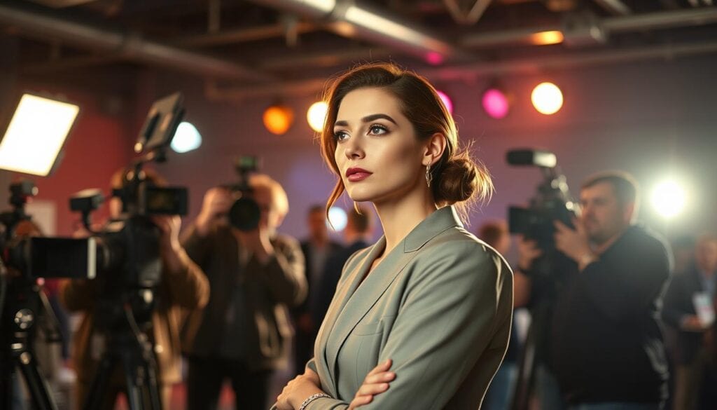 Emilia Maier am Filmset