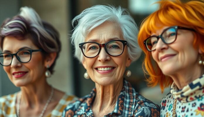 freche Frisuren ab 60 mit Brille