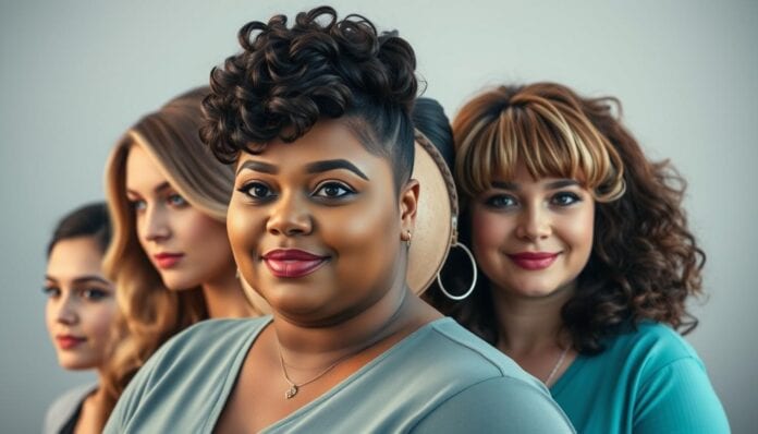 Doppelkinn-Frisuren-fuer-mollige-Frauen-mit-rundem-Gesicht Doppelkinn Frisuren für mollige Frauen mit rundem Gesicht