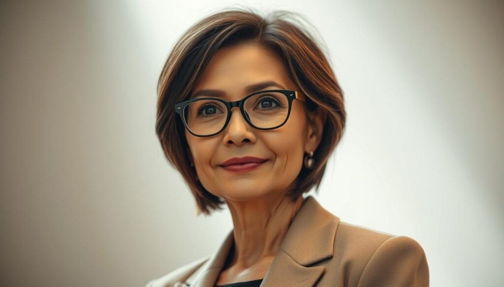 Mittellange Frisuren für Seniorinnen mit Brille