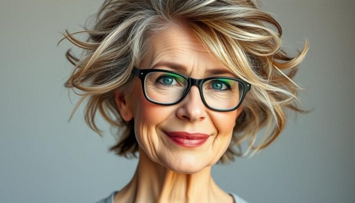 freche Frisuren ab 60 mit Brille