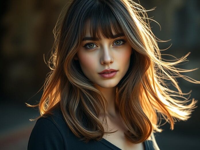Curtain Bangs mittellange Haare