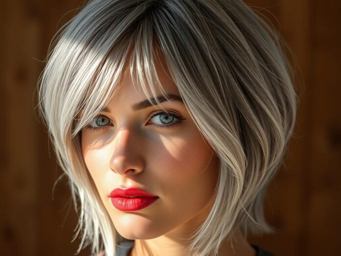 Stufenschnitt Frisuren graue Haare mittellang