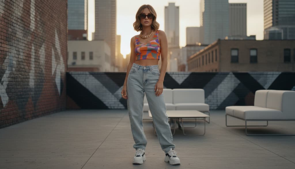 Kombination von 90er Look mit modernen Trends