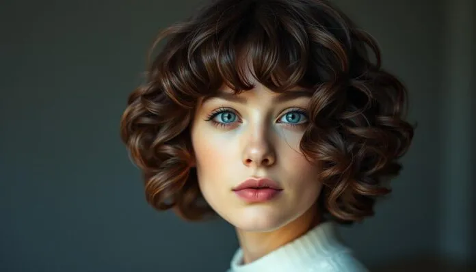 freche lockiger Bob in Kinnlänge