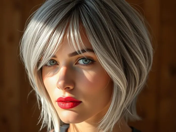 Stufenschnitt Frisuren graue Haare mittellang