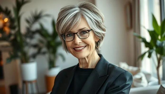 Fransige Kurzhaarfrisuren für Frauen ab 60